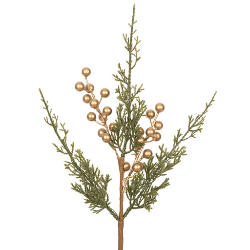 Ronis Green Pine Stem with Gold Berries 50cm