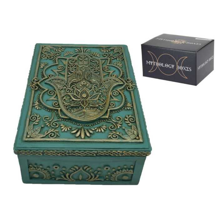 Ronis Hamsa Hand Turquoise/Gold Tarot Box 13x10cm