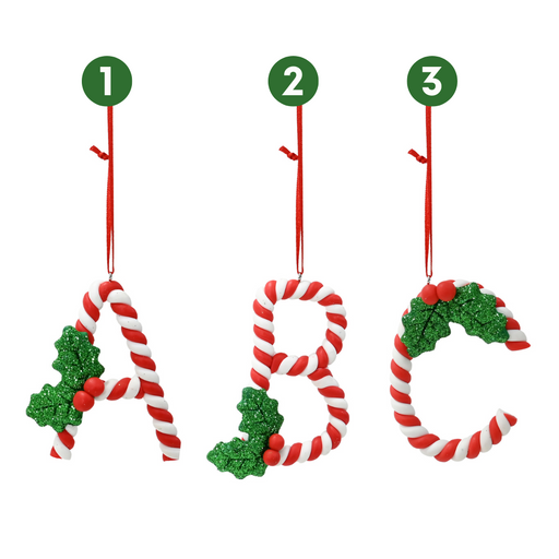 Ronis Hanging Candycane Alphabet Deco 3 Asstd