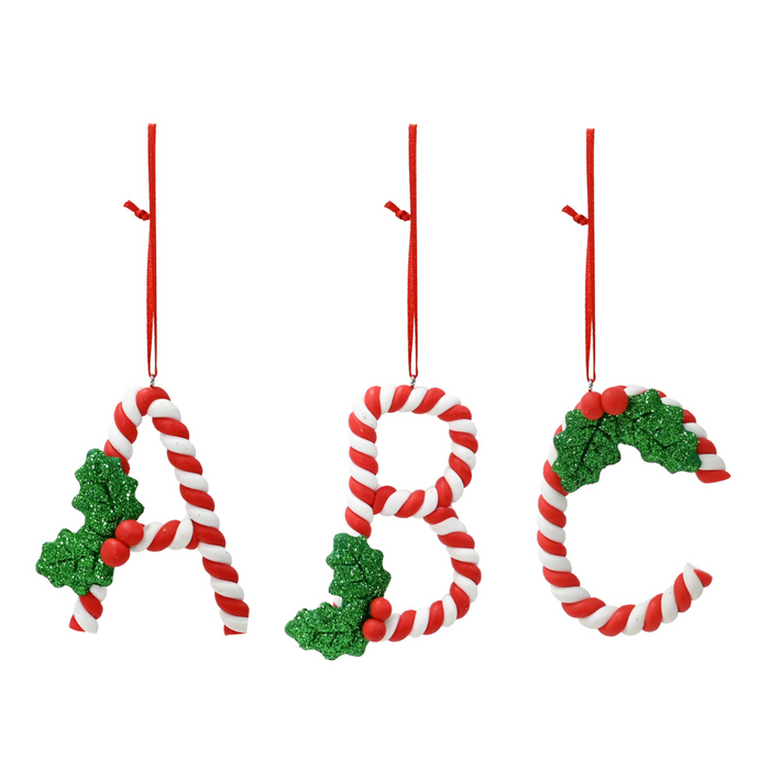 Ronis Hanging Candycane Alphabet Deco 3 Asstd