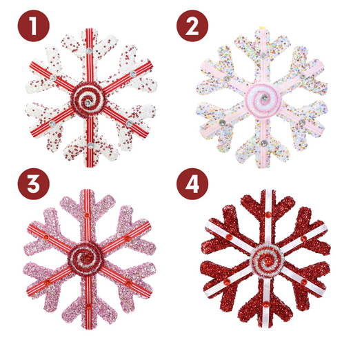 Ronis Hanging Foam Sequin Snowflake 24cm 4 Asstd