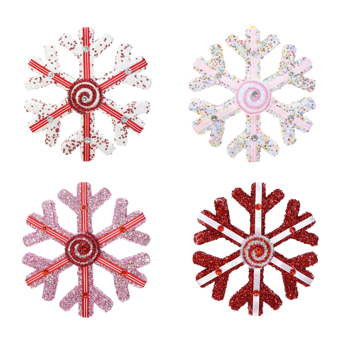 Ronis Hanging Foam Sequin Snowflake 24cm 4 Asstd