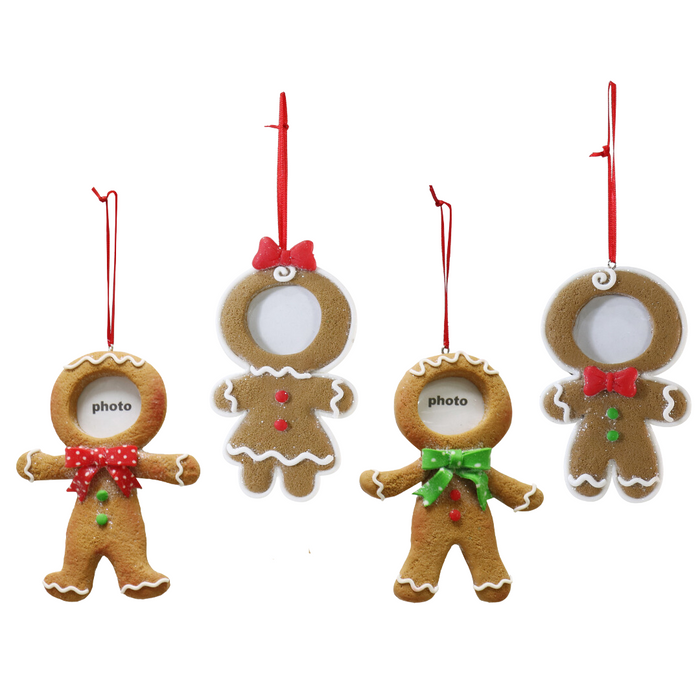 Hanging Gingerbread Photo Deco 4 Asstd