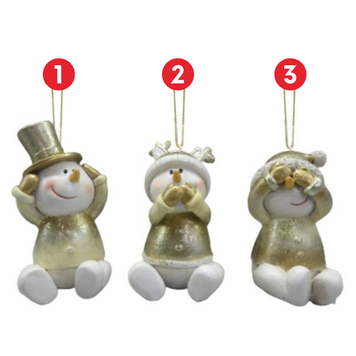 Ronis Hanging Gold Snowmen 24 3 Asstd