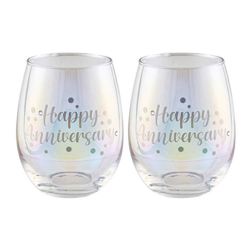 Ronis Happy Anniversary Stemless Holographic Set of 2 560ml