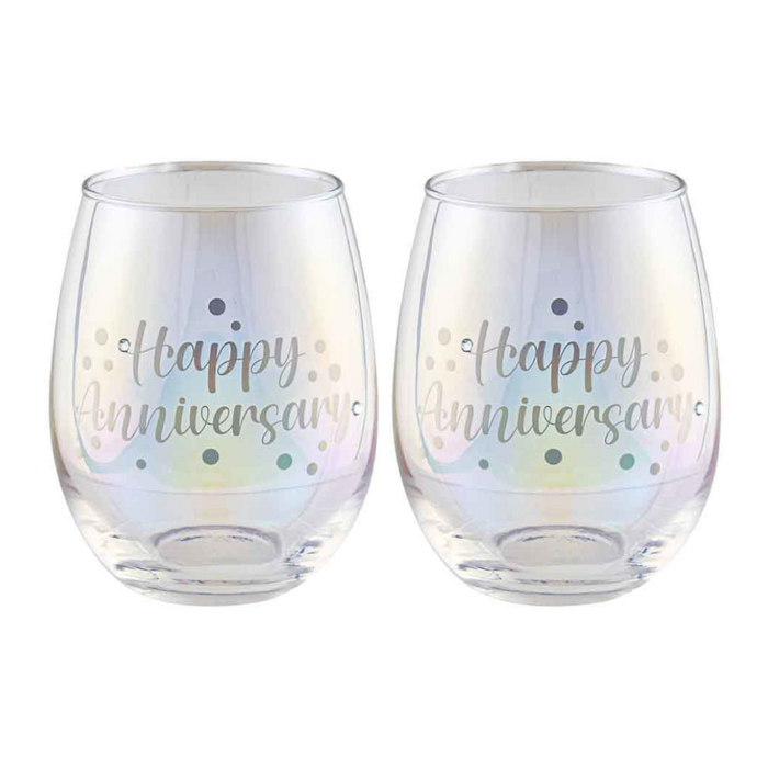 Ronis Happy Anniversary Stemless Holographic Set of 2 560ml