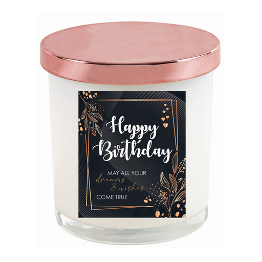 Ronis Happy Birthday Candle Rose Gold 9x8cm