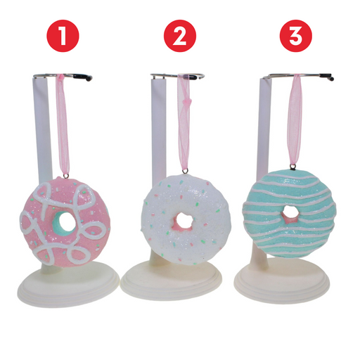 Ronis Iced Donut Ornaments 9cm 3 Asstd