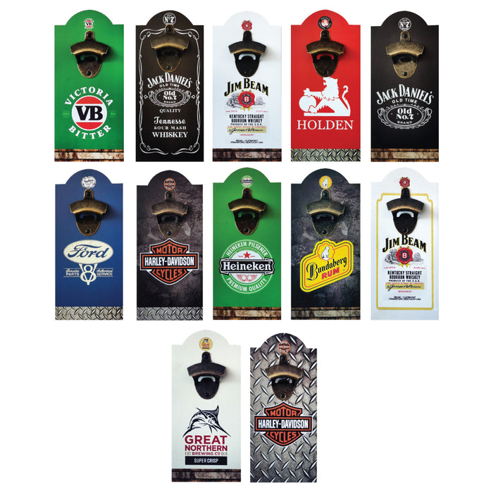 Wooden Shield Bottle Openers Assorted Designs