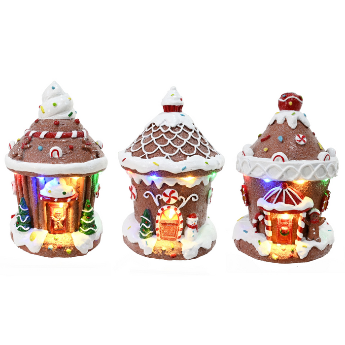 Ronis LED Gingerbread Ice Cream House 3 Asstd