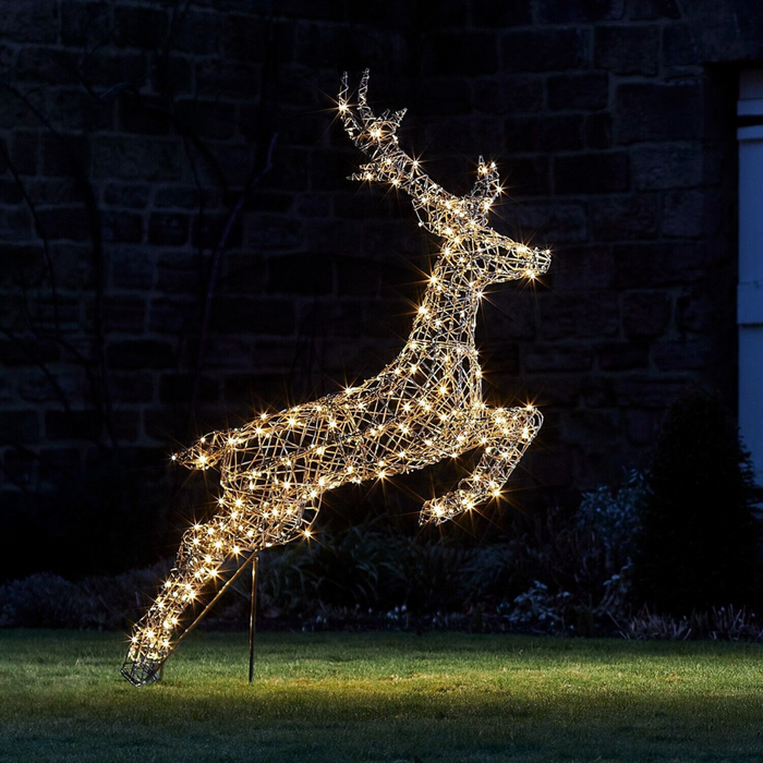 Ronis LED PVC Rattan Leaping Reindeer Twinkle