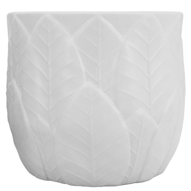 Falling Leaf Planter White 19x18cm