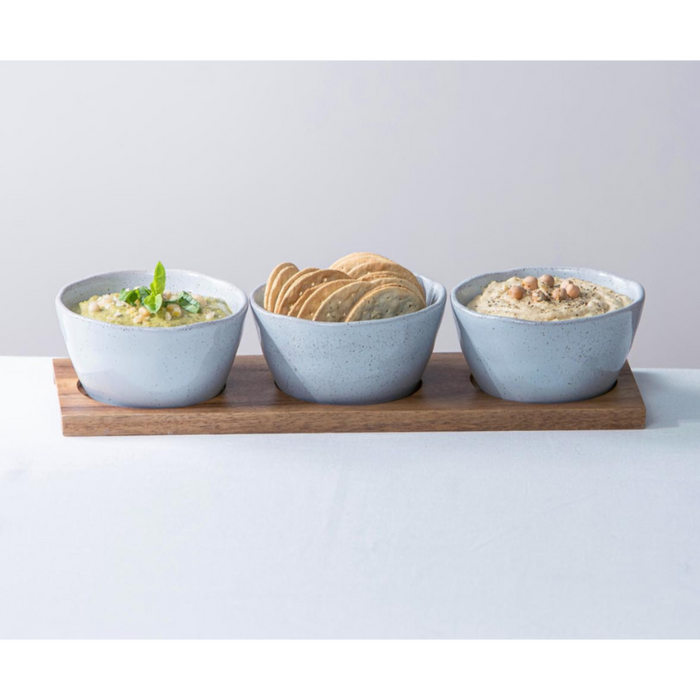 Ronis Ladelle Artisan Blue Bowl & Tray Set 4pc