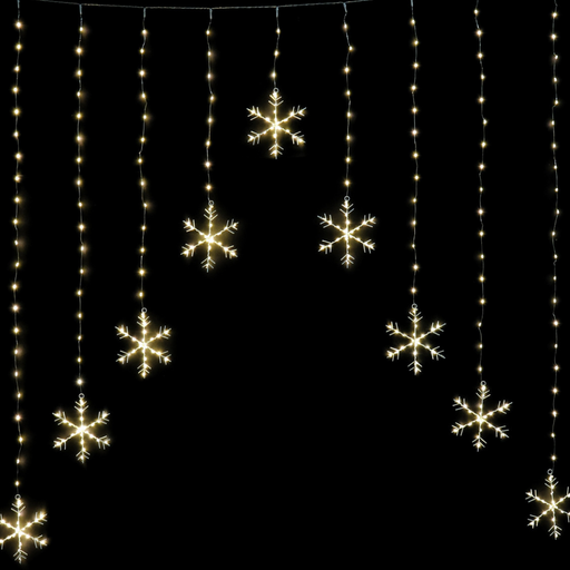 Ronis Led Snowflakes Curtain 9Pc Gold