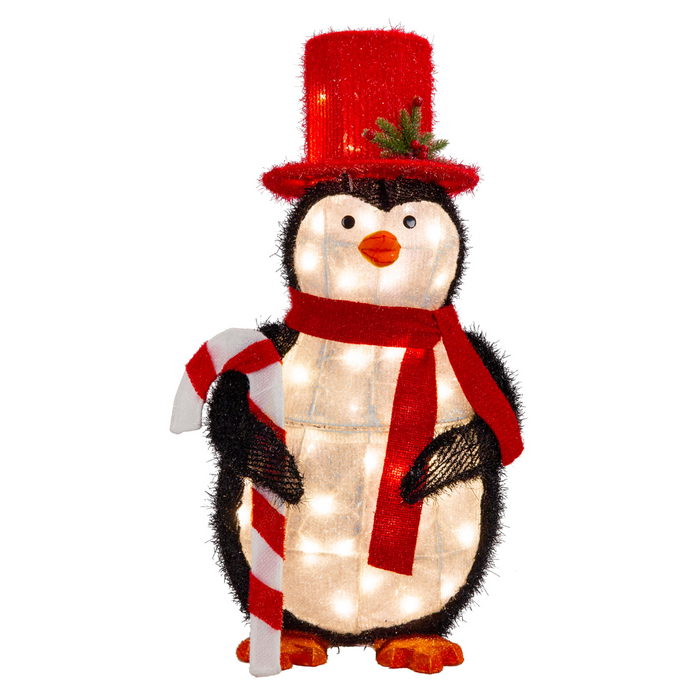 Ronis Led Tinsel Penguin With Top Hat 82cm