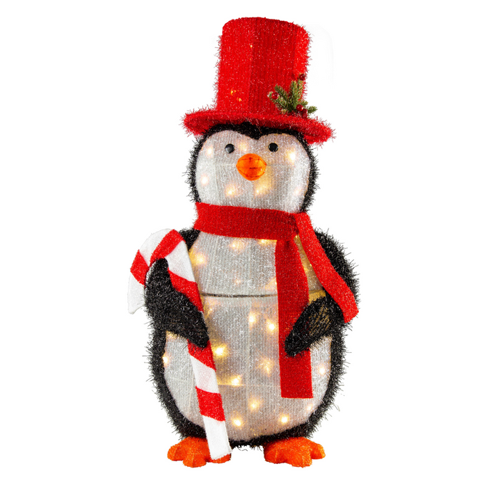 Ronis Led Tinsel Penguin With Top Hat 82cm