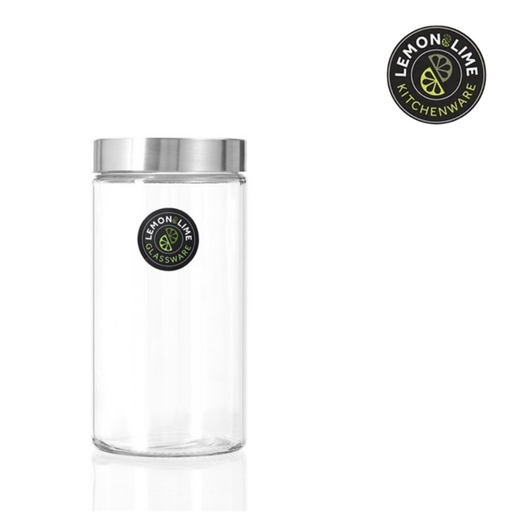 Ronis Lemon and Lime Alto Glass Jar Stainless Steel Lid 1.7L