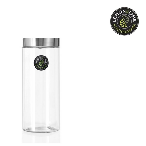 Ronis Lemon and Lime Alto Glass Jar Stainless Steel Lid 27x11cm 2.2L