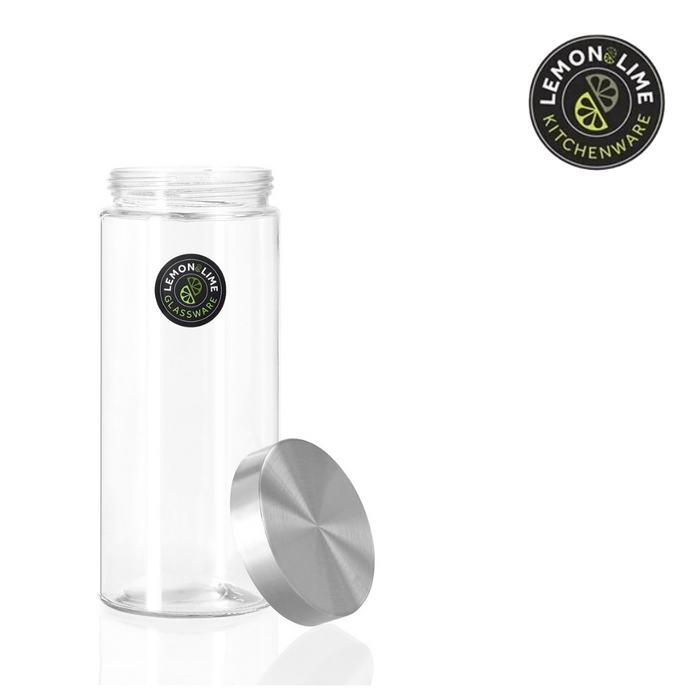 Ronis Lemon and Lime Alto Glass Jar Stainless Steel Lid 27x11cm 2.2L