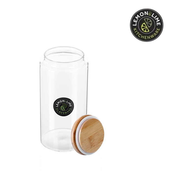 Ronis Lemon and Lime Camden Glass Jar Bamboo Lid 1.25L