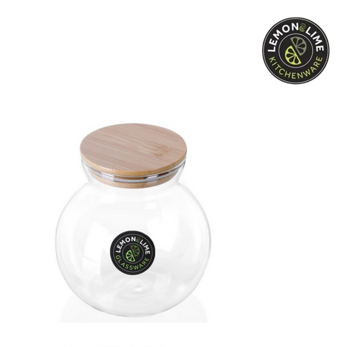 Ronis Lemon and Lime Camden Glass Jar Bamboo Lid 1.6L