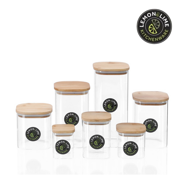 Ronis Lemon and Lime Camden Square Glass Jar Bamboo Lid 800ml