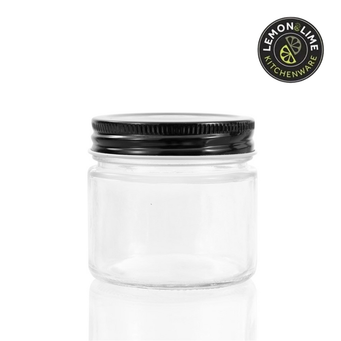 Ronis Lemon and Lime Capri Glass Preserve Jar Black Lid 200ml 6pk