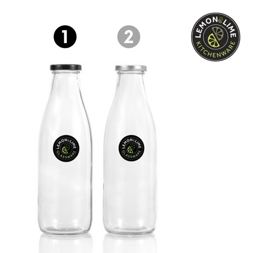 Ronis Lemon and Lime Glass Milk Bottle 1L 2 Asstd