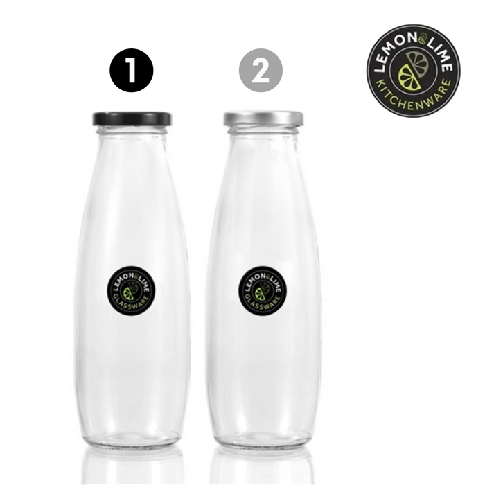 Ronis Lemon and Lime Glass Milk Bottle 450ml 2 Asstd