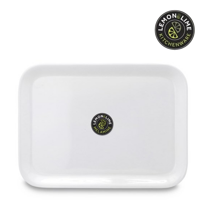 Ronis Lemon and Lime Melamine Serving Tray 39.5x29cm White