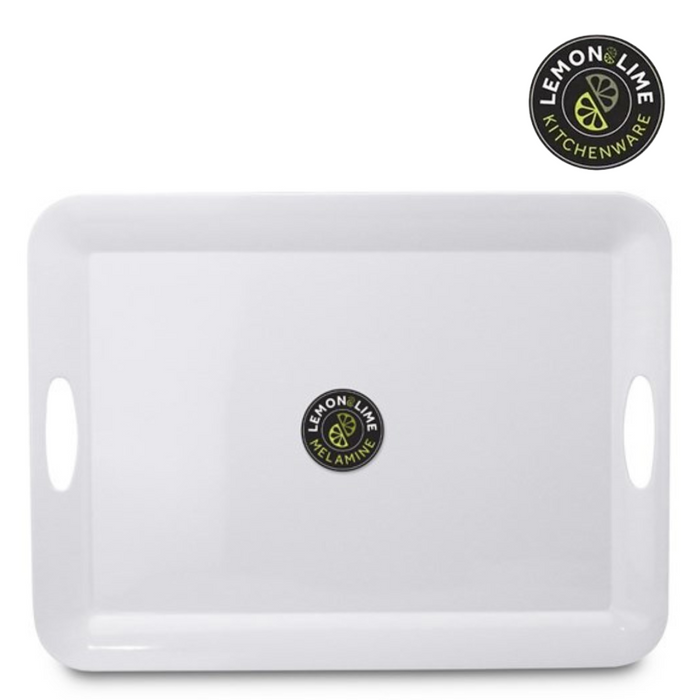 Ronis Lemon and Lime Melamine Tray with Handles Large 50x38cm White