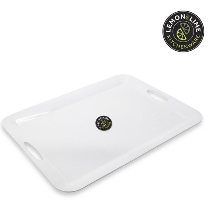 Ronis Lemon and Lime Melamine Tray with Handles Large 50x38cm White