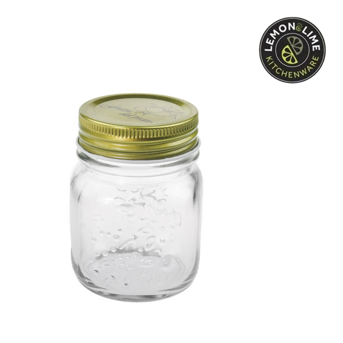 Ronis Lemon and Lime Roma Glass Conserve Jars Gold Lids 6x6x8cm 200ml 18pk