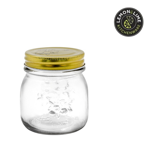 Ronis Lemon and Lime Roma Glass Conserve Jars Gold Lids 8.5x8.5x9cm 300ml 12pk