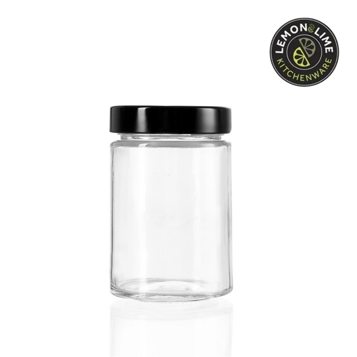 Ronis Lemon and Lime Soho Glass Preserve Jar with Black Lid 260ml 3pk