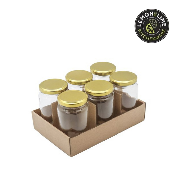 Ronis Lemon and Lime Verona Glass Conserve Jars Gold Lids 7x7x12cm 360ml 6pk