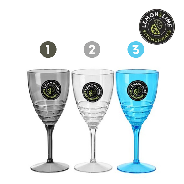 Ronis Lemon and Lime Wave Deco Wine Goblet 400ml 3 Asstd