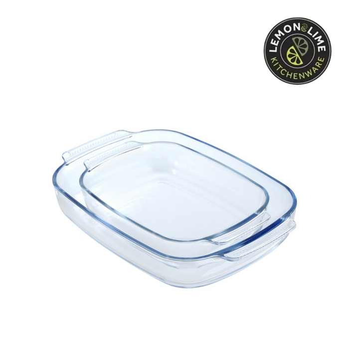 Ronis Lemon and Lime Yorkshire Glass Bakeware with Handles Rectangle 2L 30x19.5x6cm