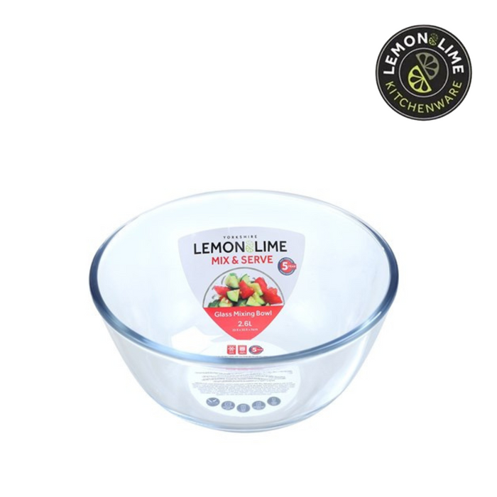 Ronis Lemon and Lime Yorkshire Glass Mixing Bowl 2.6L 22.5x22.5x11cm