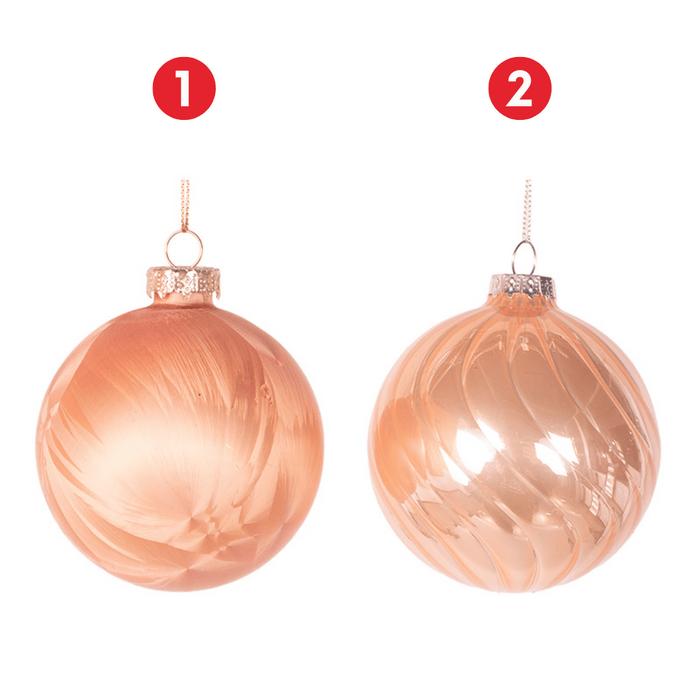 Ronis Light Copper Glass Bauble 8cm 2 Asstd