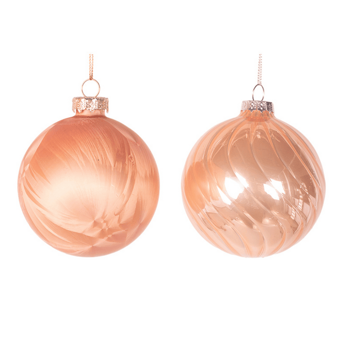 Ronis Light Copper Glass Bauble 8cm 2 Asstd