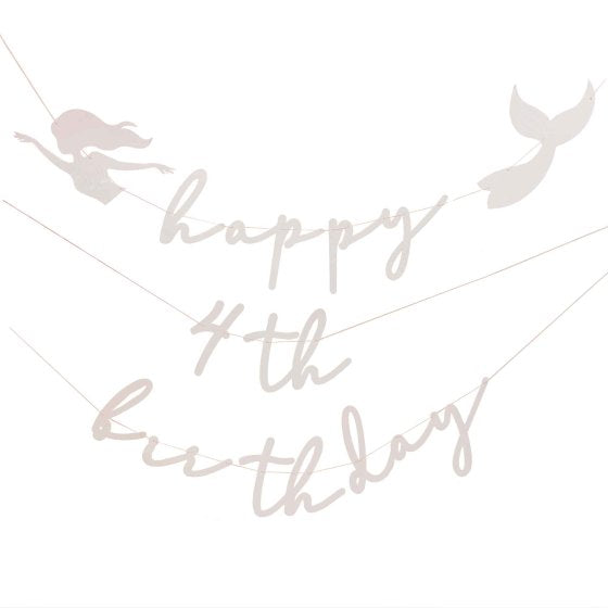 Mermaid Bunting Happy Birthday with Mermaid & Shells FSC 2pk