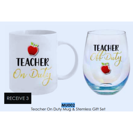 Teacher On Duty/Off Duty Mug and Stemless Set 360ml/600ml