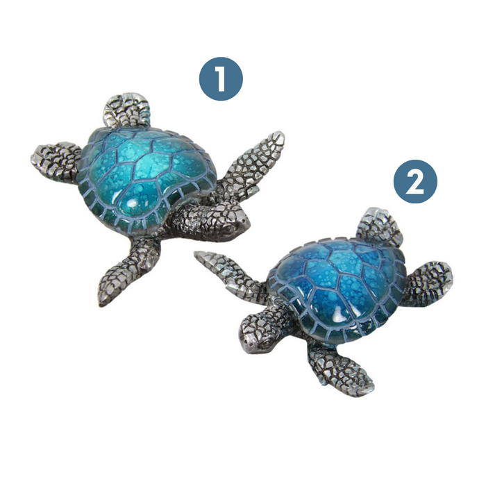 Ronis Marble Blue Turtle with Silver Body 8cm 2 Asstd