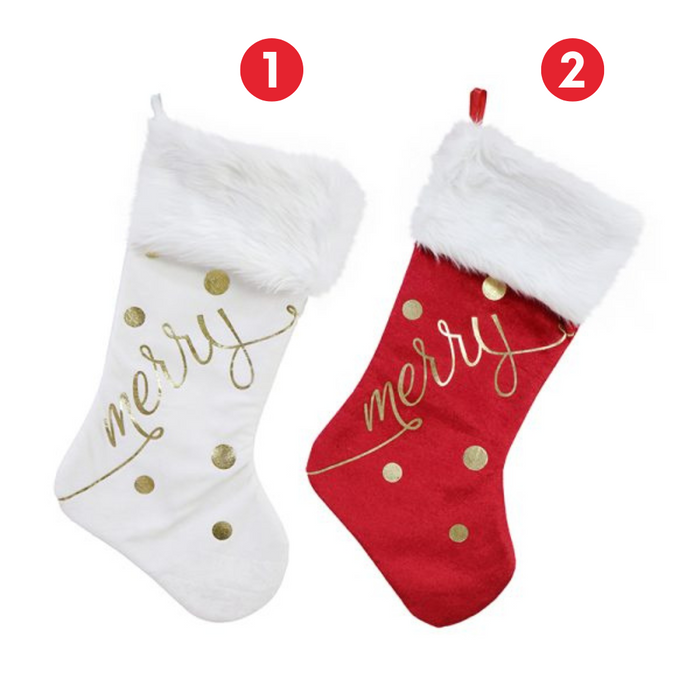 Ronis Merry Stocking Gold Foil 53cm 2 Asstd