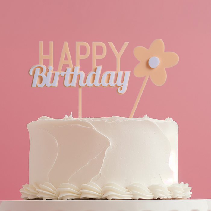 Ronis Milkshake Happy Birthday Cake Topper Caramel