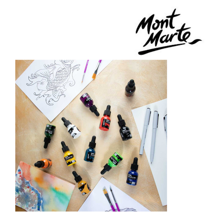Mont Marte Acrylic Ink Premium 12pc x 20ml (0.7 US fl.oz) – Mont Marte  Global