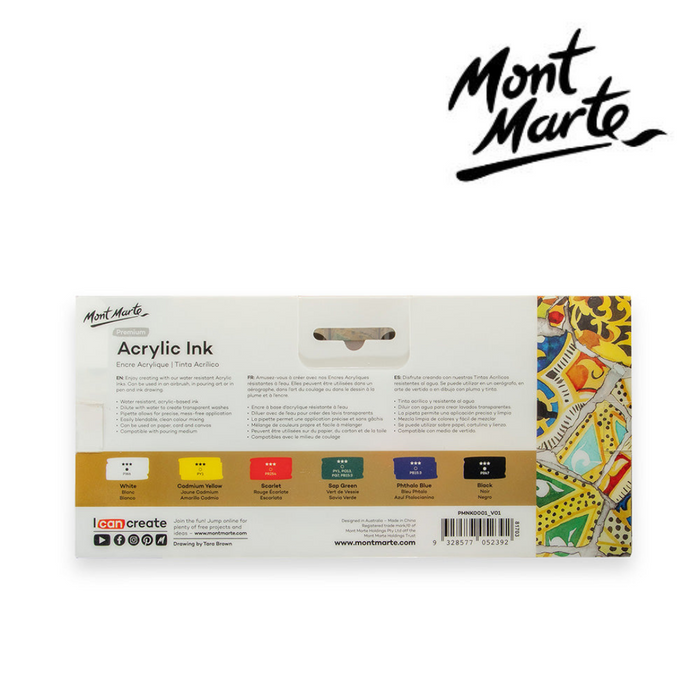 Ronis Mont Marte Acrylic Ink 6pc x 20ml