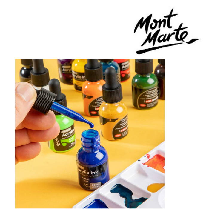 Mont Marte Acrylic Ink Premium 6pc x 20ml (0.7 US fl.oz), Acrylic