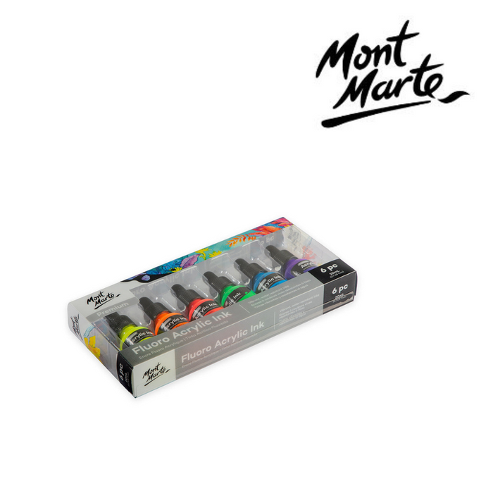 Ronis Mont Marte Fluoro Acrylic Ink 6pc x 20ml